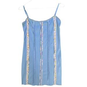Urban Outfitters Tank Womens M Blue Camisole Floral Crochet Adjustable Straps